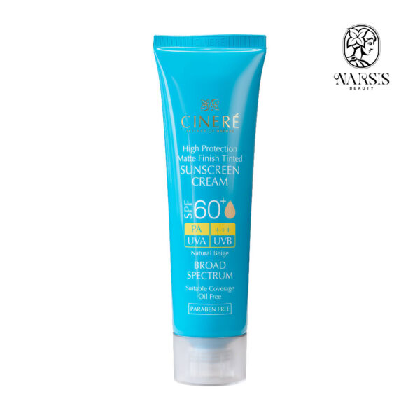 کرم ضد آفتاب رنگی مات بژ طبیعی SPF60 سینره فاقد چربی 50 میلی لیتر