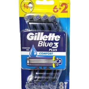 خودتراش یکبارمصرف ژیلت مدل Blue3 Comfort Plus بسته ۸ عددی (۶+۲ هدیه)