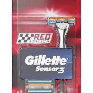 خودتراش ژیلت مردانه Sensor3 مدل Red Edition به همراه ۶ تیغه یدک