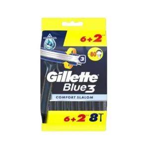 خودتراش مردانه ژیلت مدل Blue3 Comfort Slalom بسته ۸ عددی (۶+۲ هدیه)