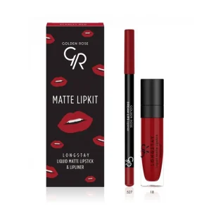 خرید کیت خط لب و رژ لب مایع گلدن رز Matte Lipkit | رژ لب مات مخملی